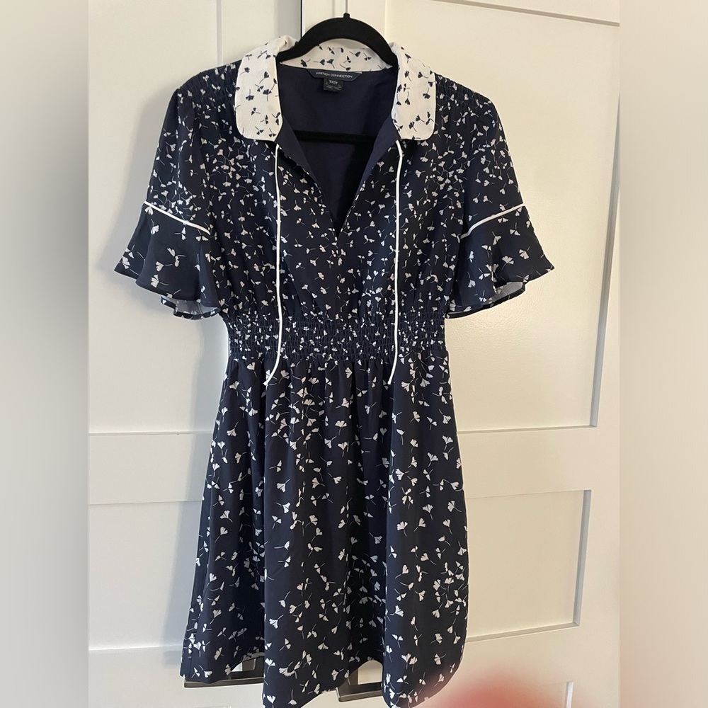 French Connection navy blue/white pattern dress